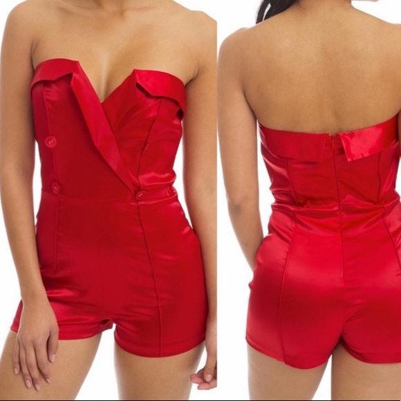 Red Strapless Romper - Picture 1 of 1